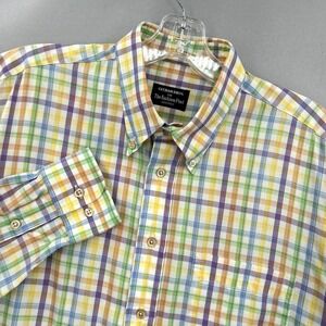 Gitman Bros Shirt Mens Large Multicolor Check Button Down Tattersall Poplin